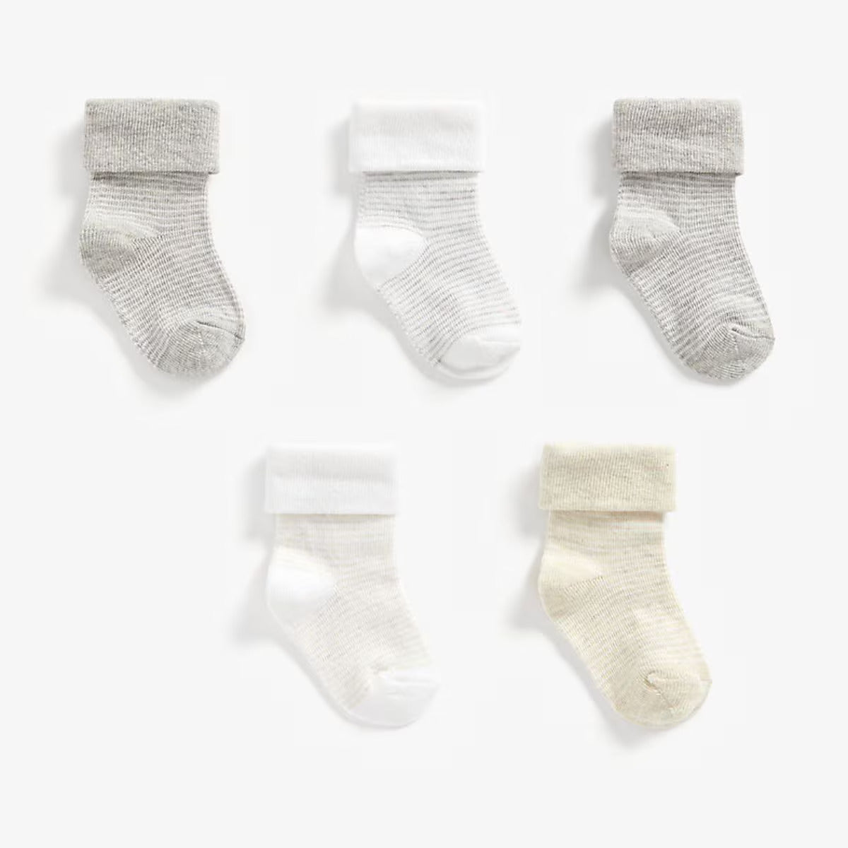 Mothercare Baby Unisex Striped Turn-Over-Top Baby Socks - 5 Pack