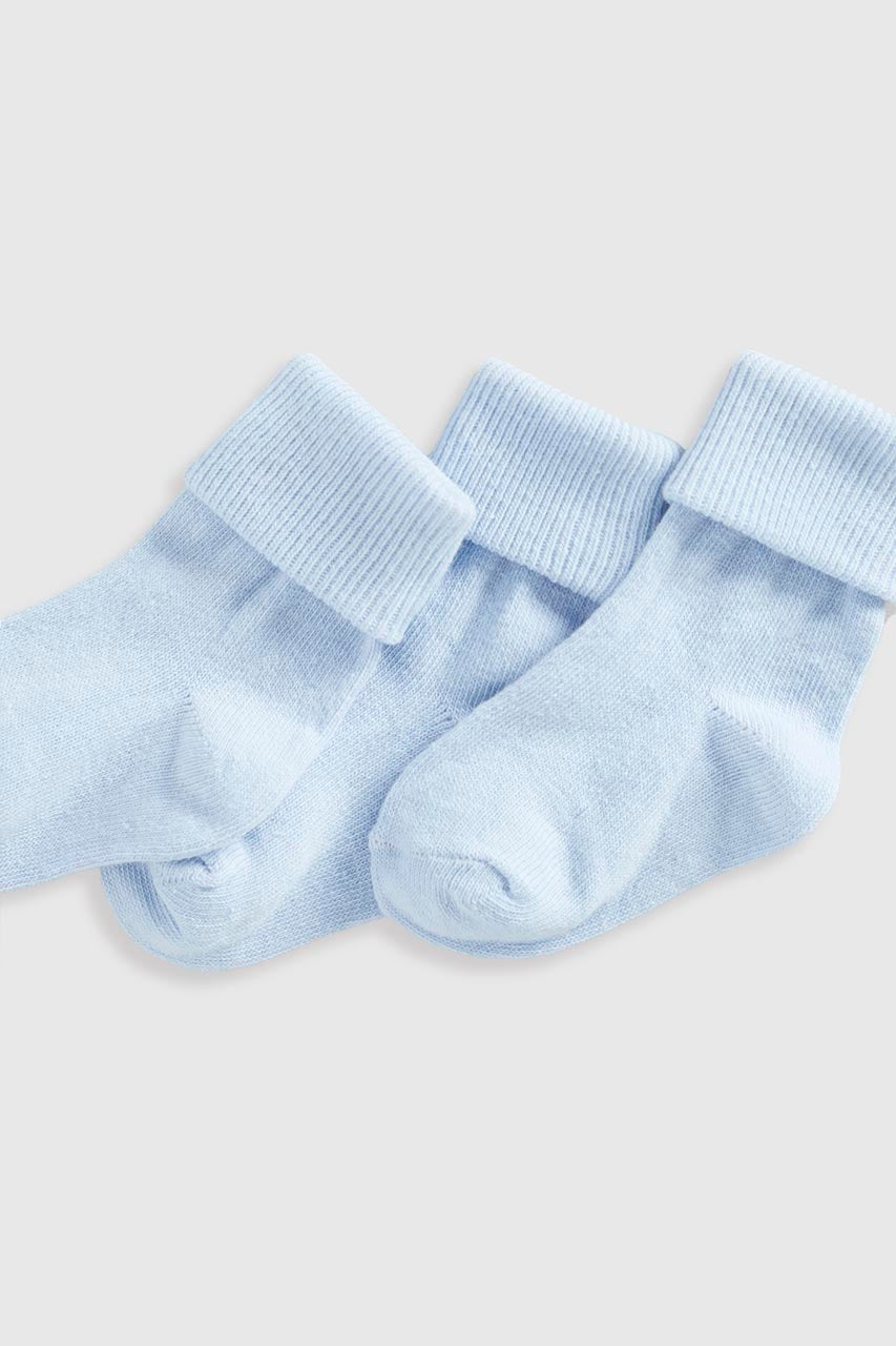 Blue Turn-Over-Top Baby Socks - 5 Pack