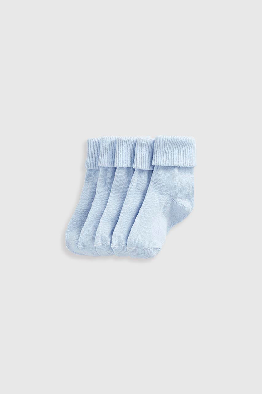 Blue Turn-Over-Top Baby Socks - 5 Pack