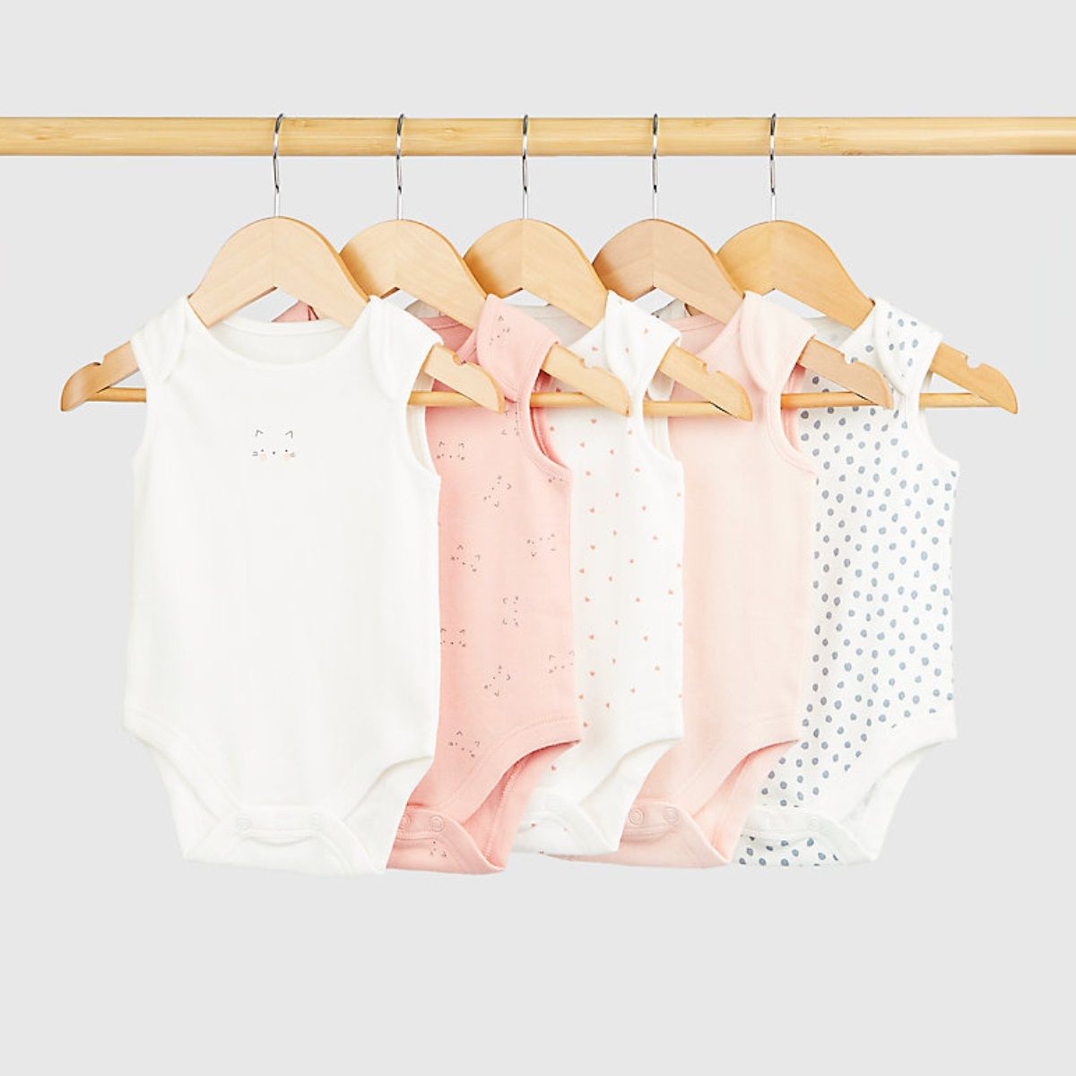 Baby Girl Cat Sleeveless Baby Bodysuits - 5 Pack