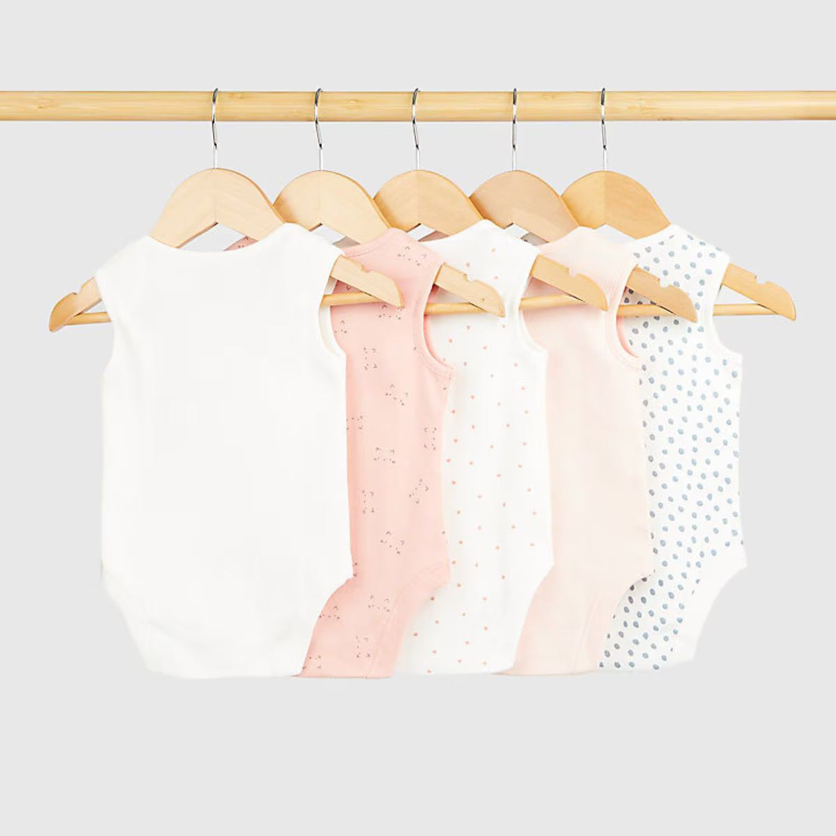 Baby Girl Cat Sleeveless Baby Bodysuits - 5 Pack