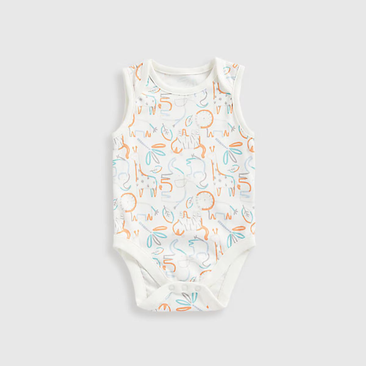 Baby Boy Safari Sleeveless Bodysuits - 5 Pack