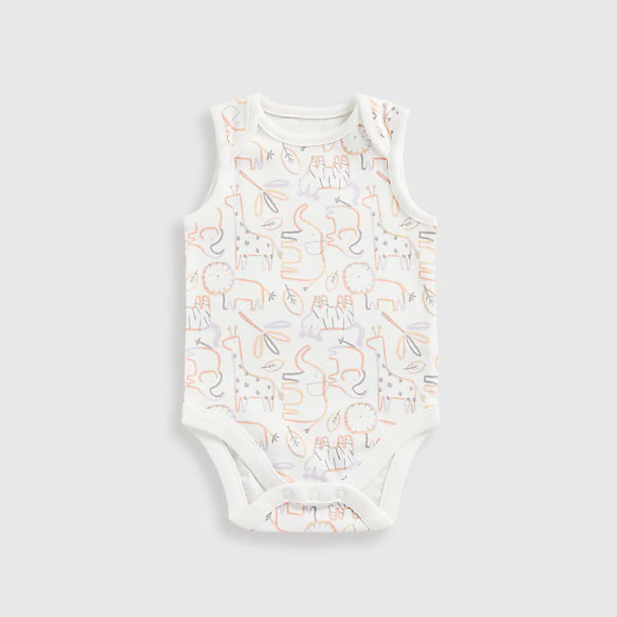 Baby Girl Safari Sleeveless Bodysuits - 5 Pack