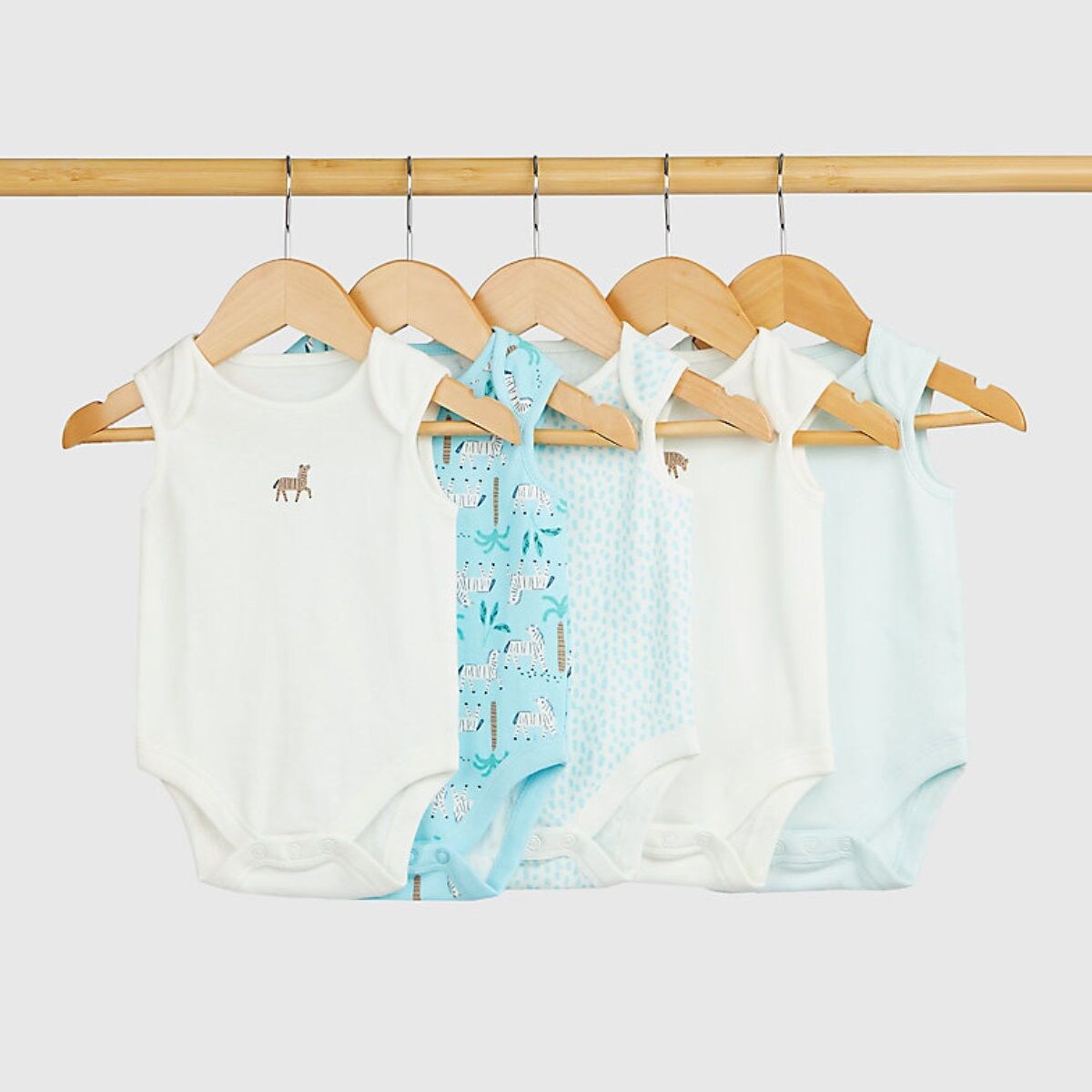 Baby Boy Sleeveless Zebra Bodysuits - 5 Pack