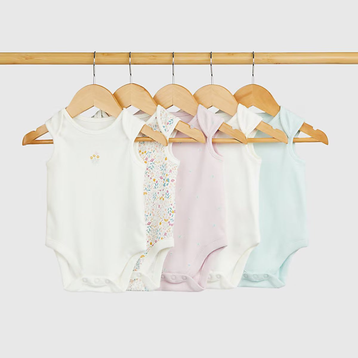 Baby Girl Sleeveless Wild Flower Bodysuits - 5 Pack