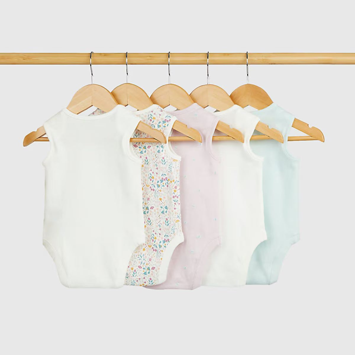 Baby Girl Sleeveless Wild Flower Bodysuits - 5 Pack