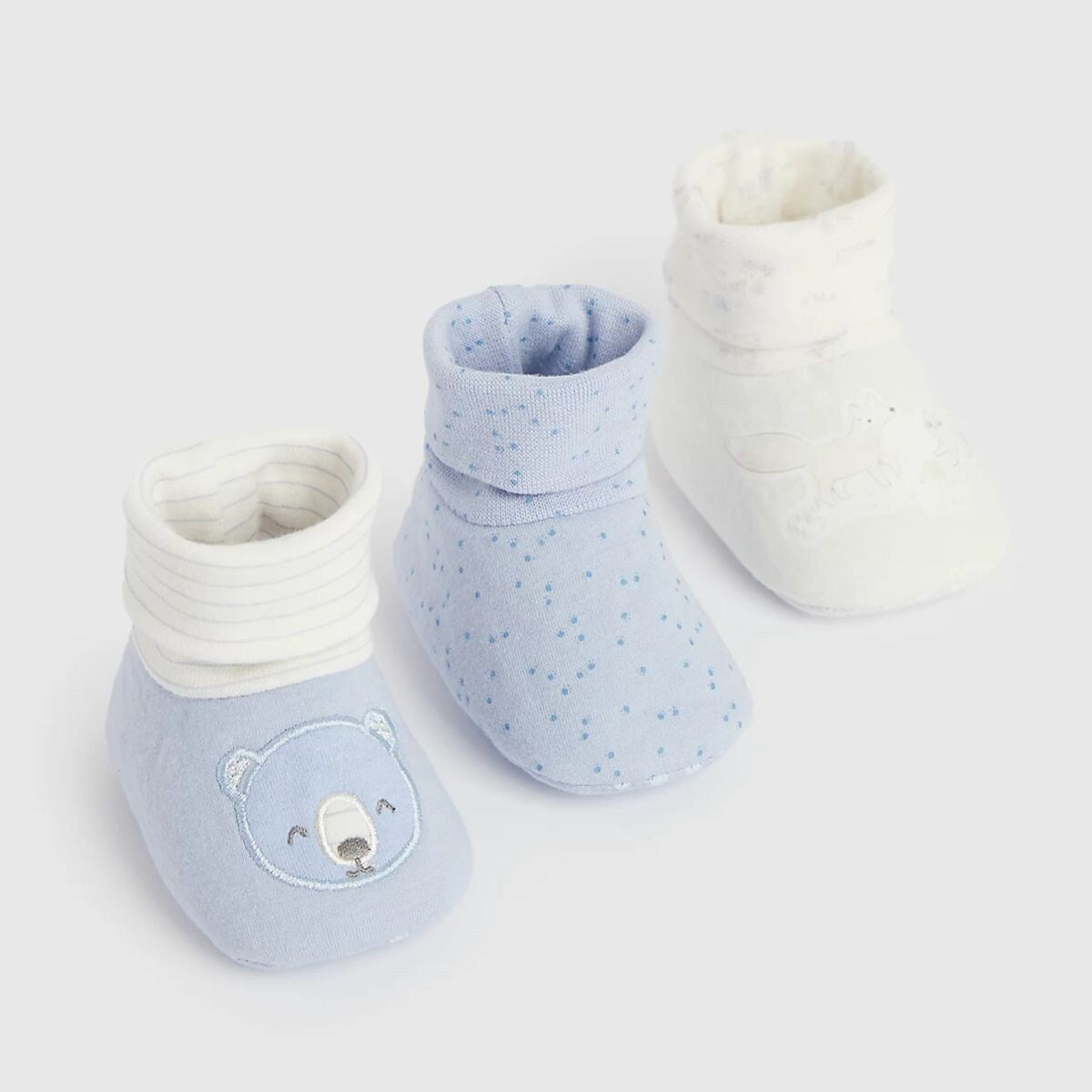 Baby Boy Blue Bear Baby Shoes - 3 Pack