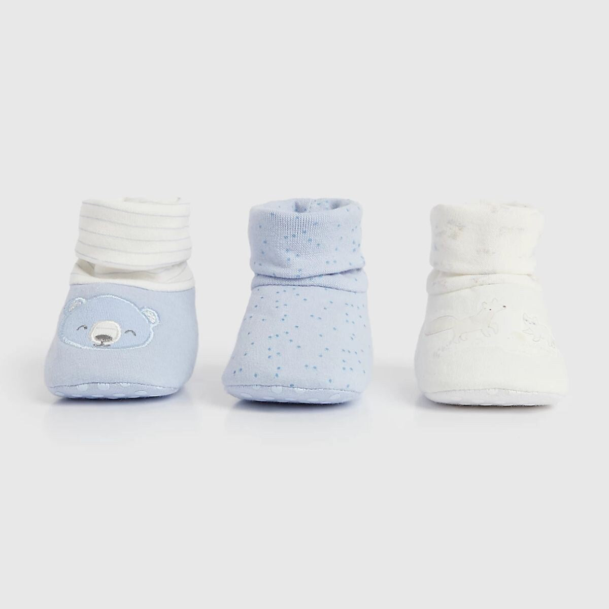 Baby Boy Blue Bear Baby Shoes - 3 Pack
