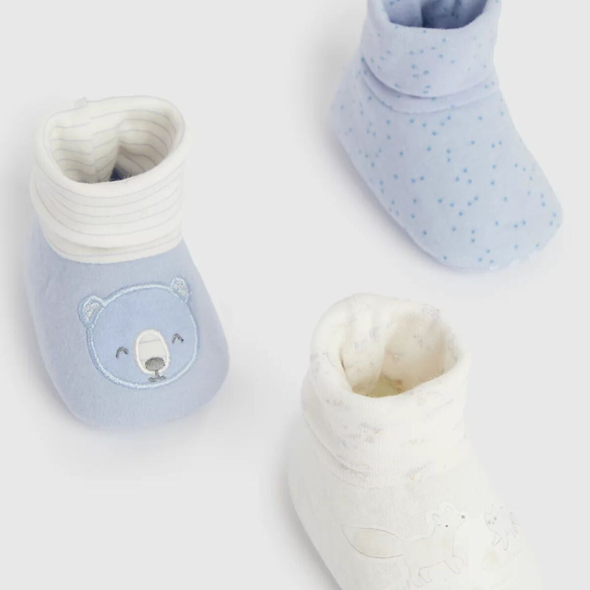 Baby Boy Blue Bear Baby Shoes - 3 Pack