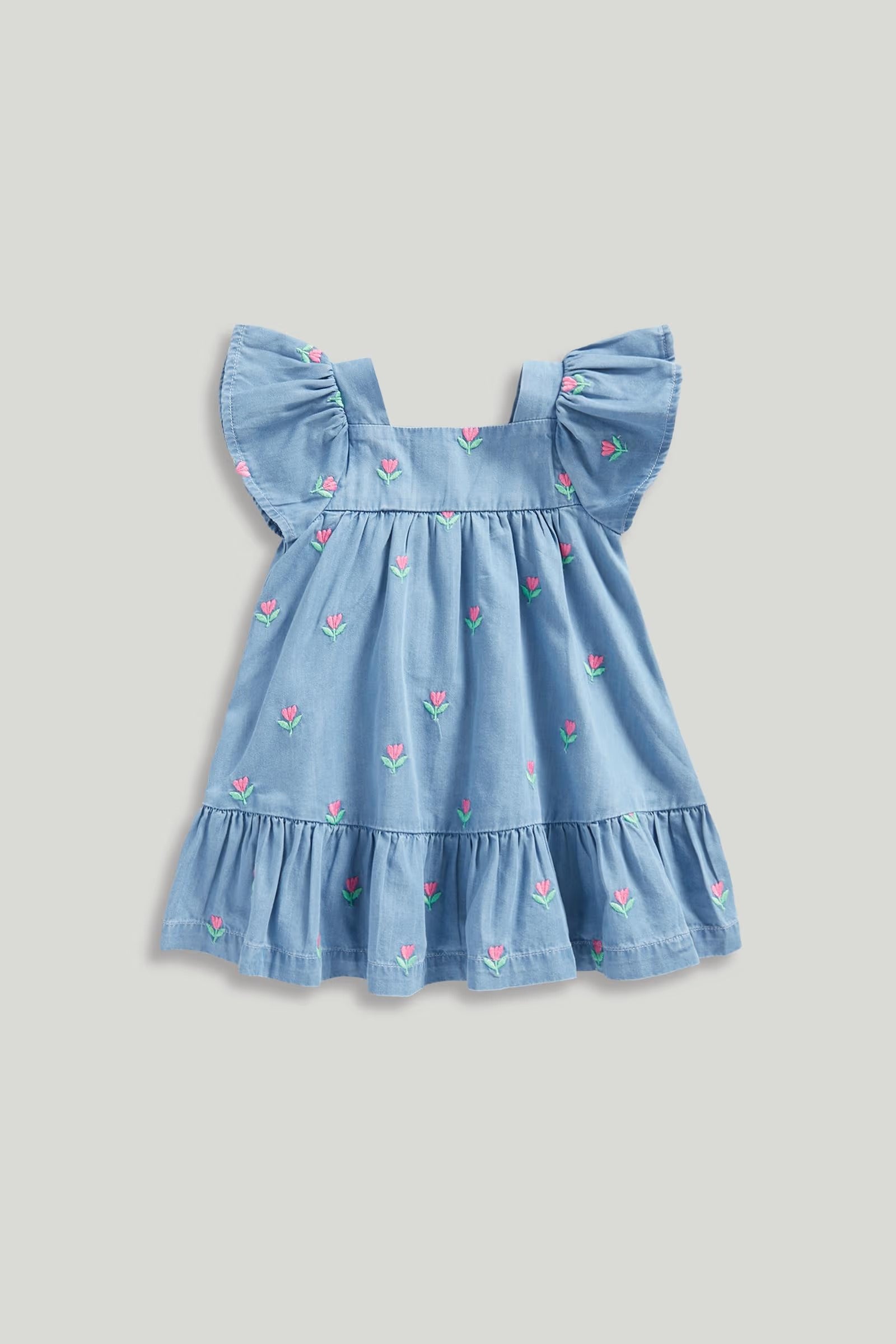 Mothercare Girls Koala Meadow Embroidered Denim Dress - Blue