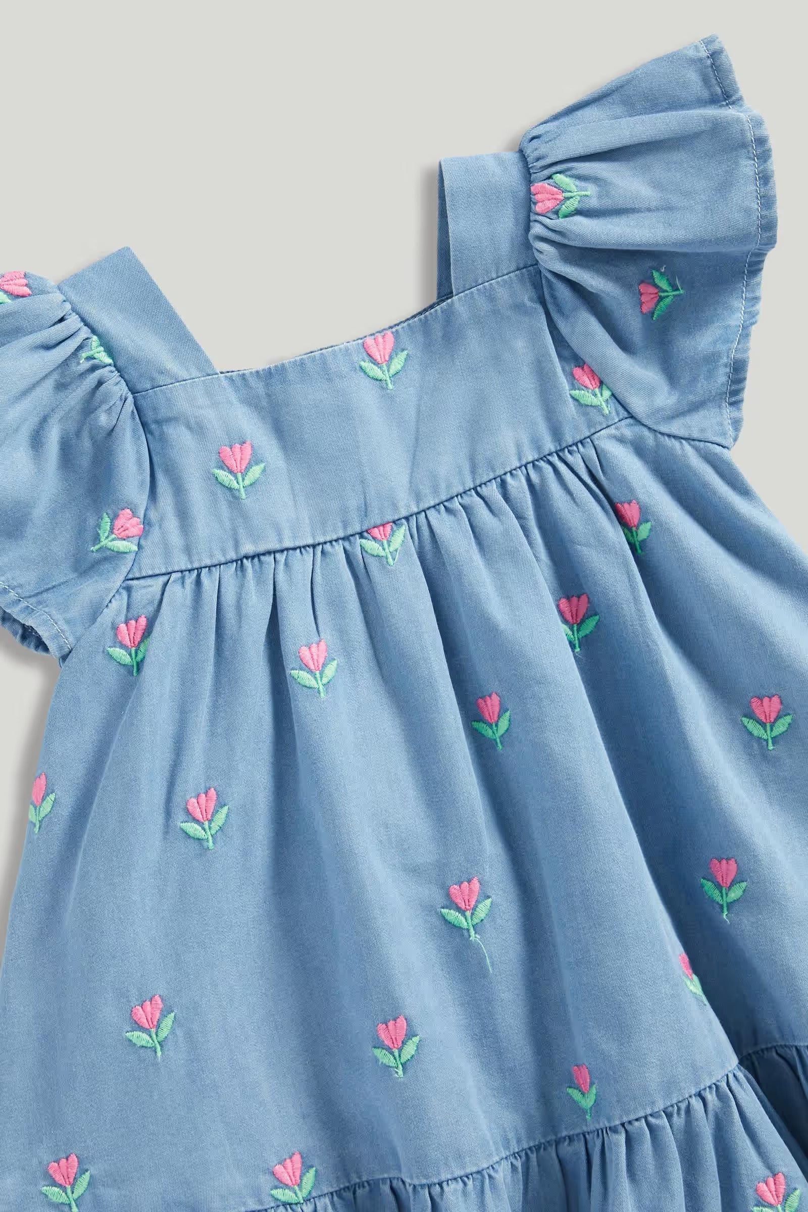 Mothercare Girls Koala Meadow Embroidered Denim Dress - Blue