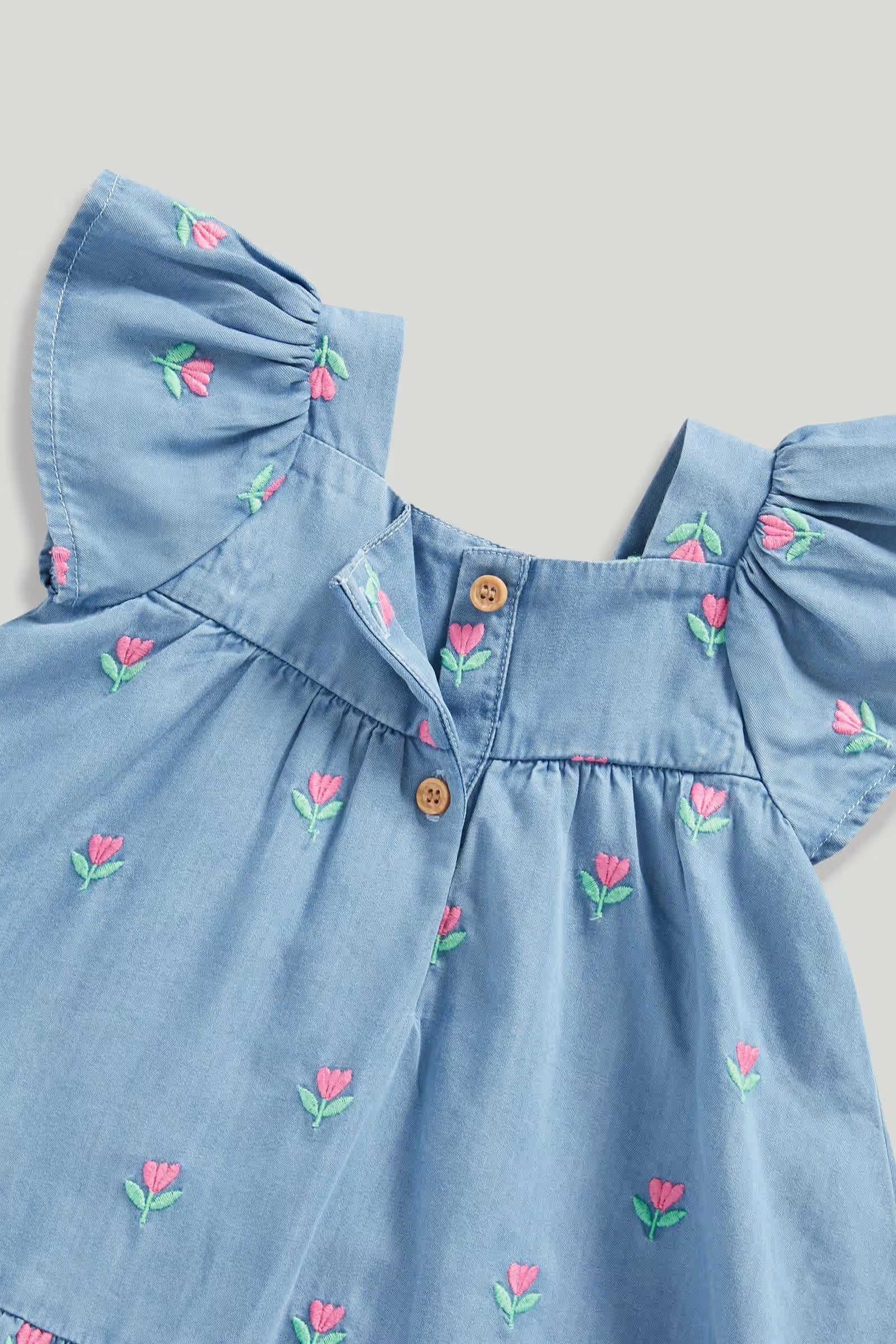 Mothercare Girls Koala Meadow Embroidered Denim Dress - Blue