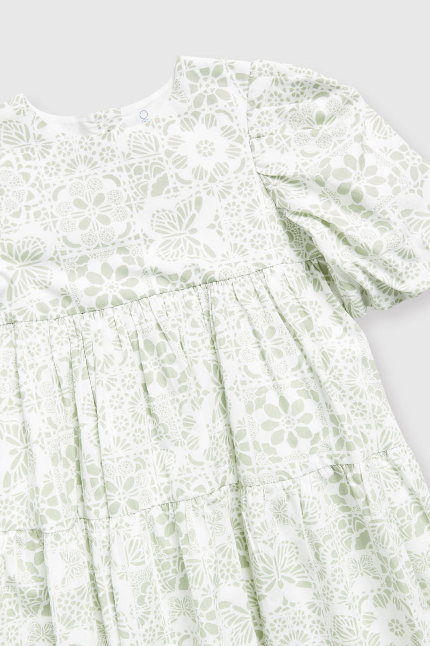 Green Woven Tiered Dress