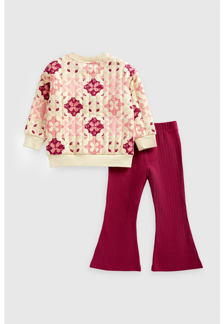 Berry Quilted Sweat Top and Leggings Set