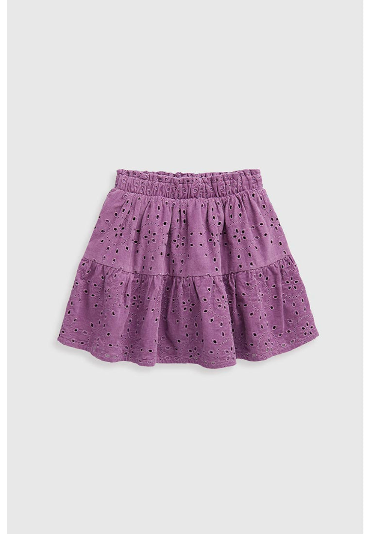 Purple Broderie Cord Skirt