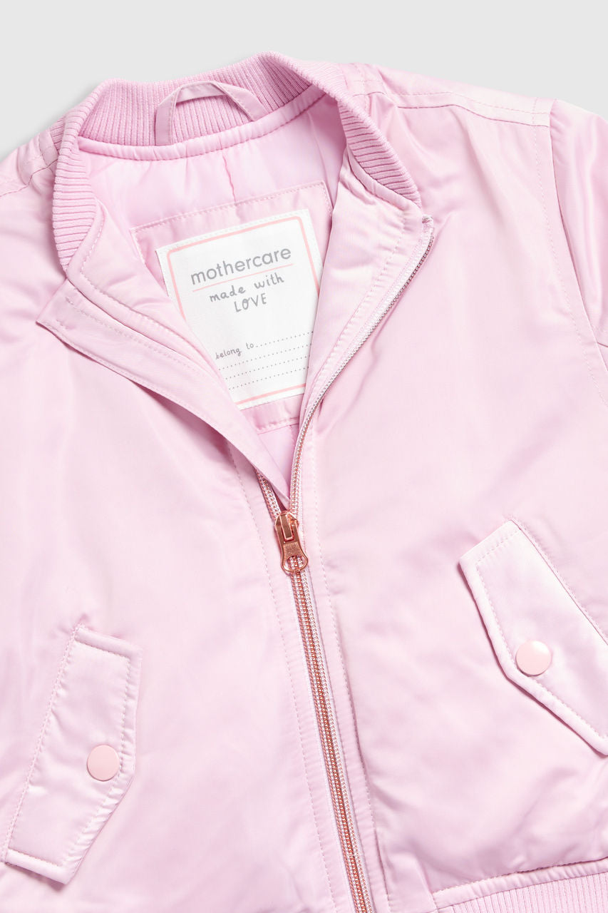 Pink Oversized Bomber Jacket