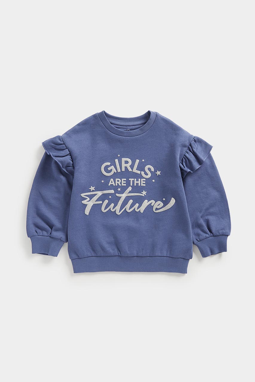 Blue Future Frill-Sleeve Sweat Top