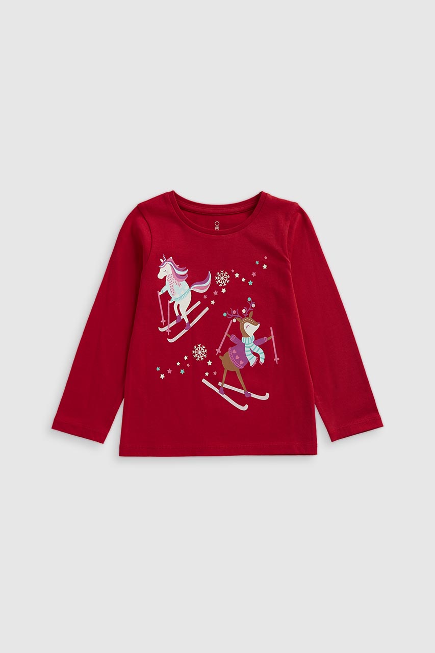 Red Festive Long-Sleeved T-Shirt