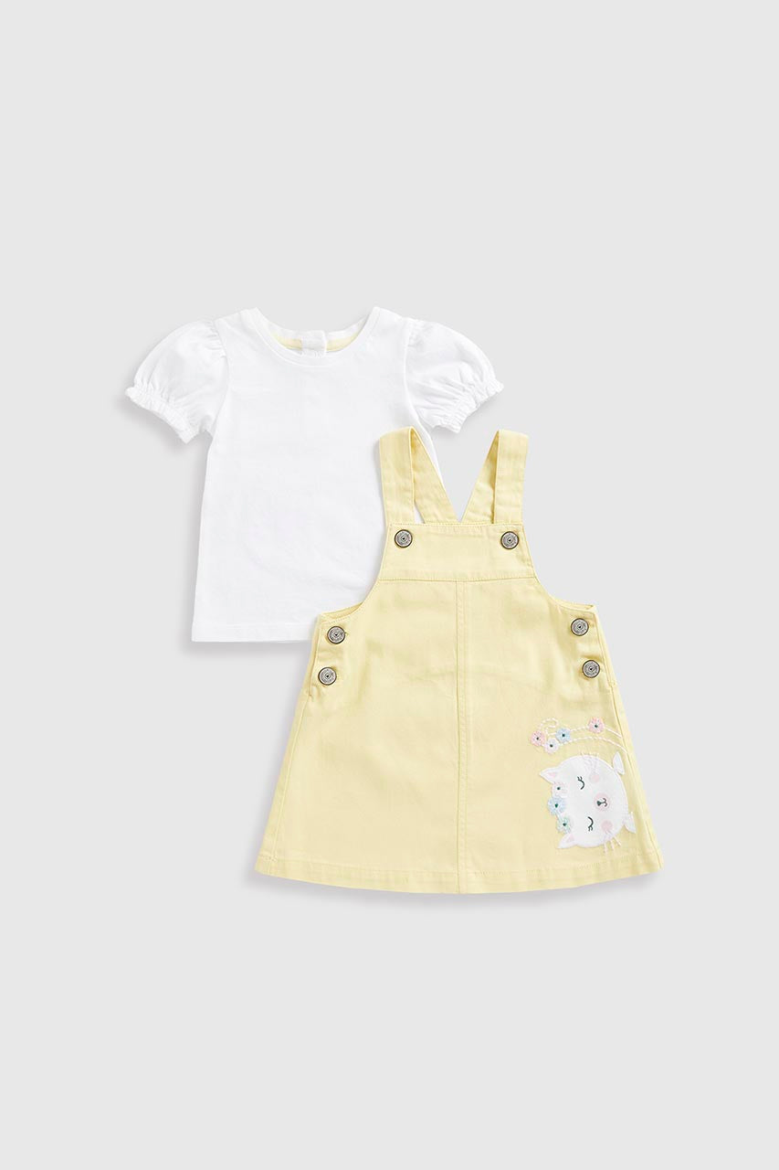 Denim Pinny Dress And T-Shirt Set