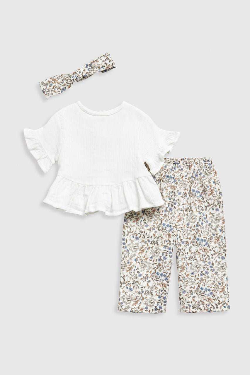 Woven Top, Trousers and Headband Set