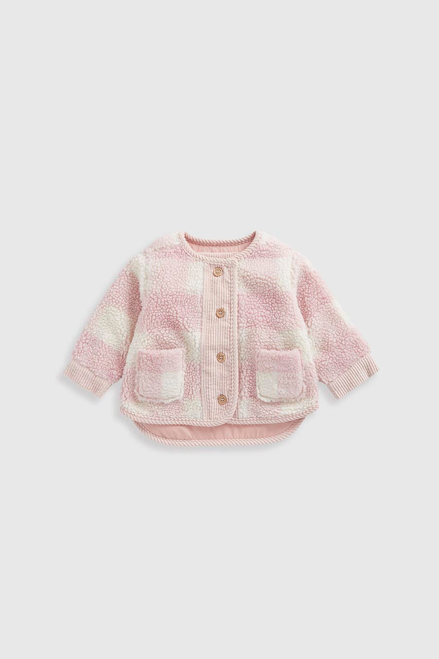 Pink Check Borg and Cord Jacket