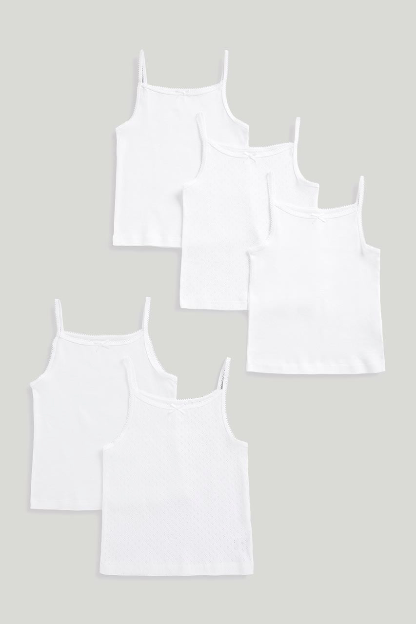 White Camisole Vests - 5 Pack
