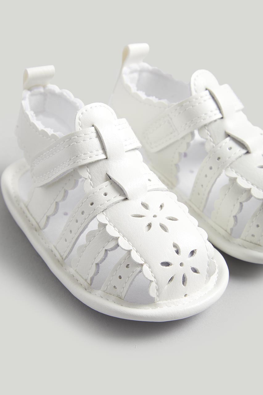 White Caged Pram Sandals
