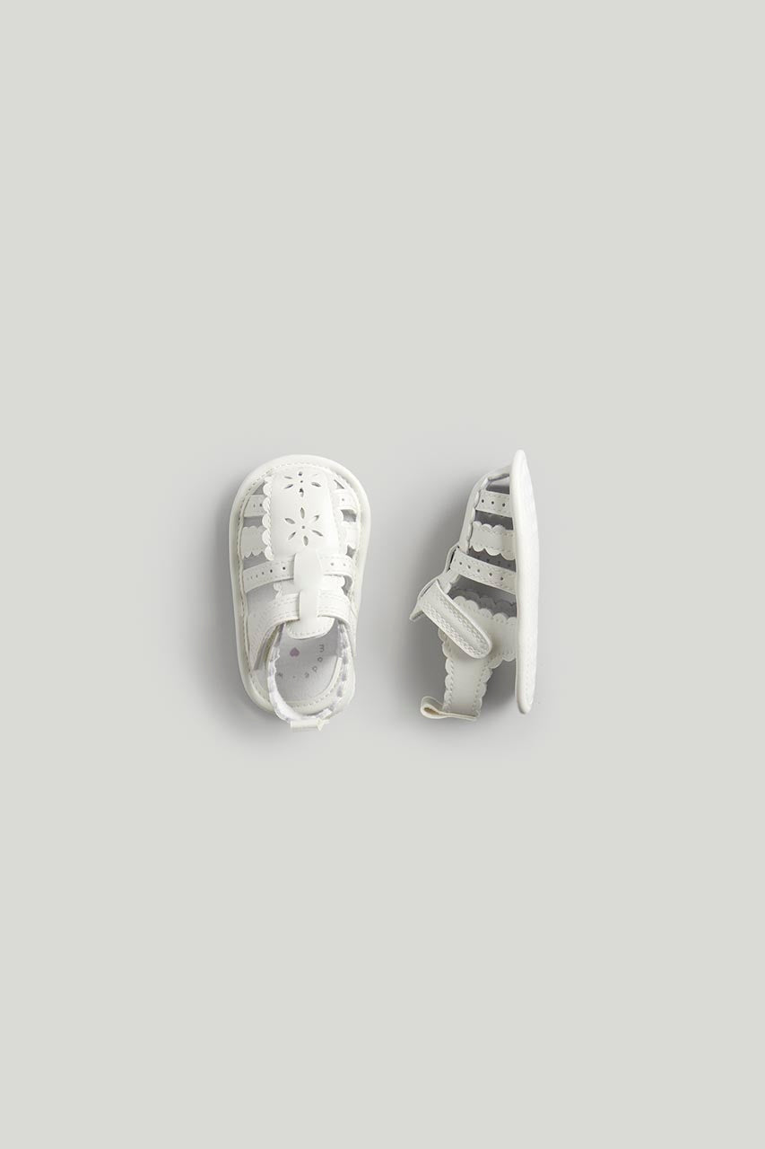 White Caged Pram Sandals