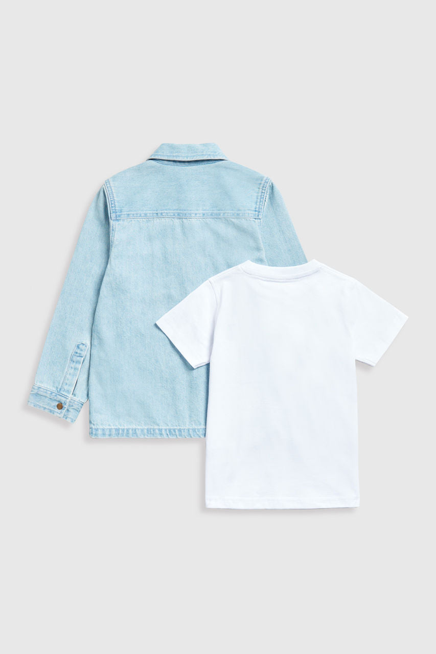 Denim Shirt and T-Shirt Set