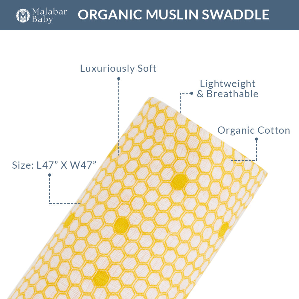 Malabar Baby Organic Muslin Single Swaddle - Hive