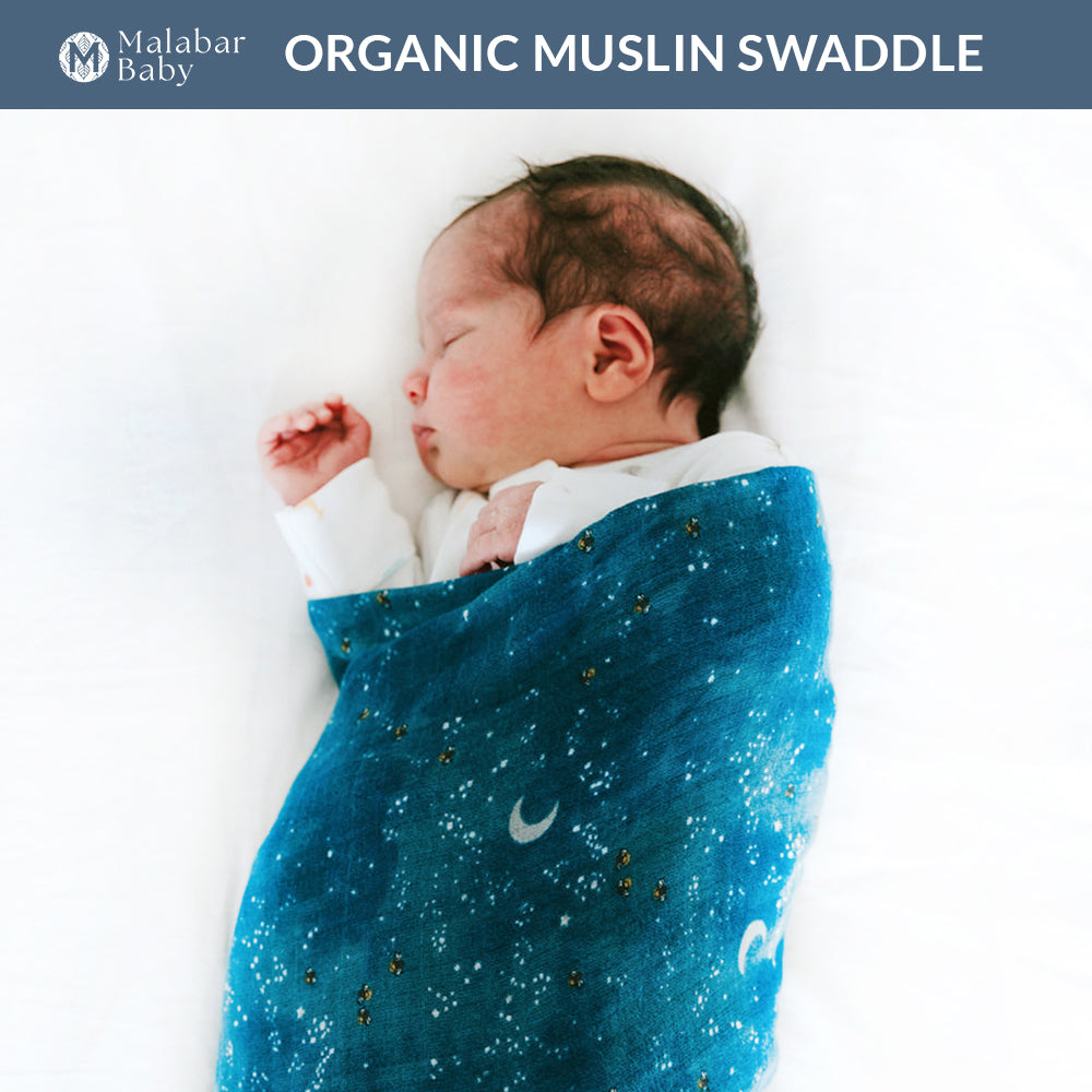 Malabar Baby Organic Muslin Single Swaddle - Starry Night