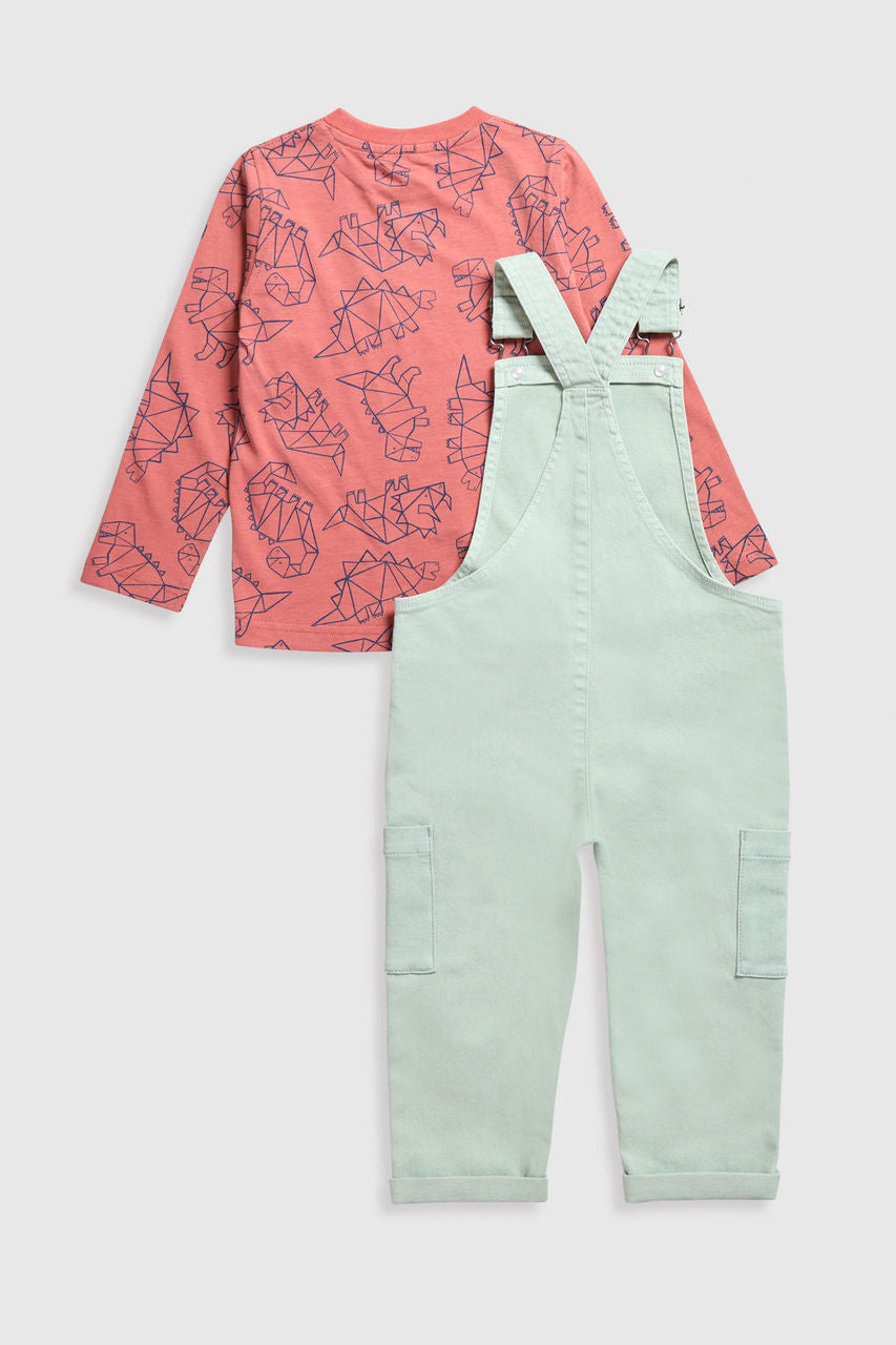 Dungarees and Dinosaur T-Shirt Set