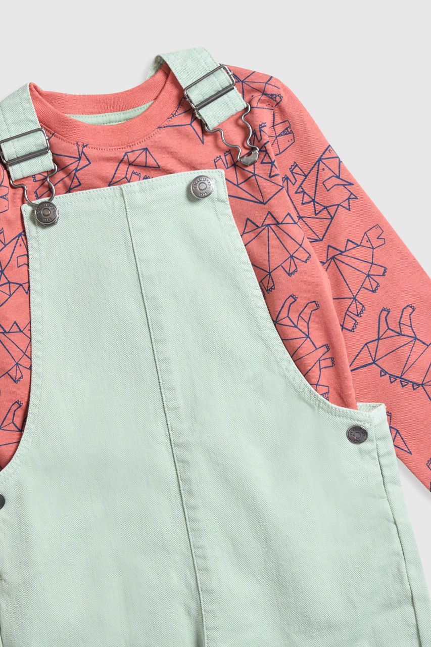 Dungarees and Dinosaur T-Shirt Set