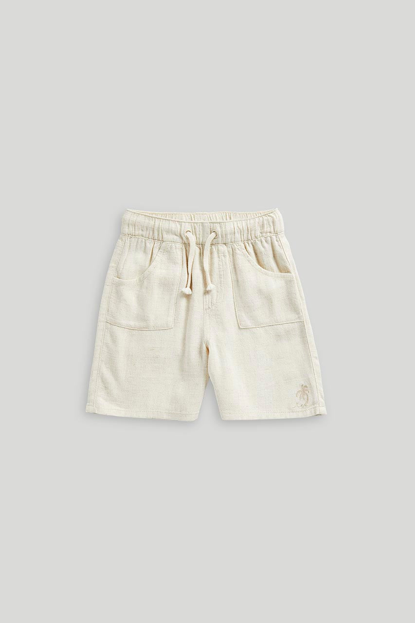 Cream Linen Blend Shorts