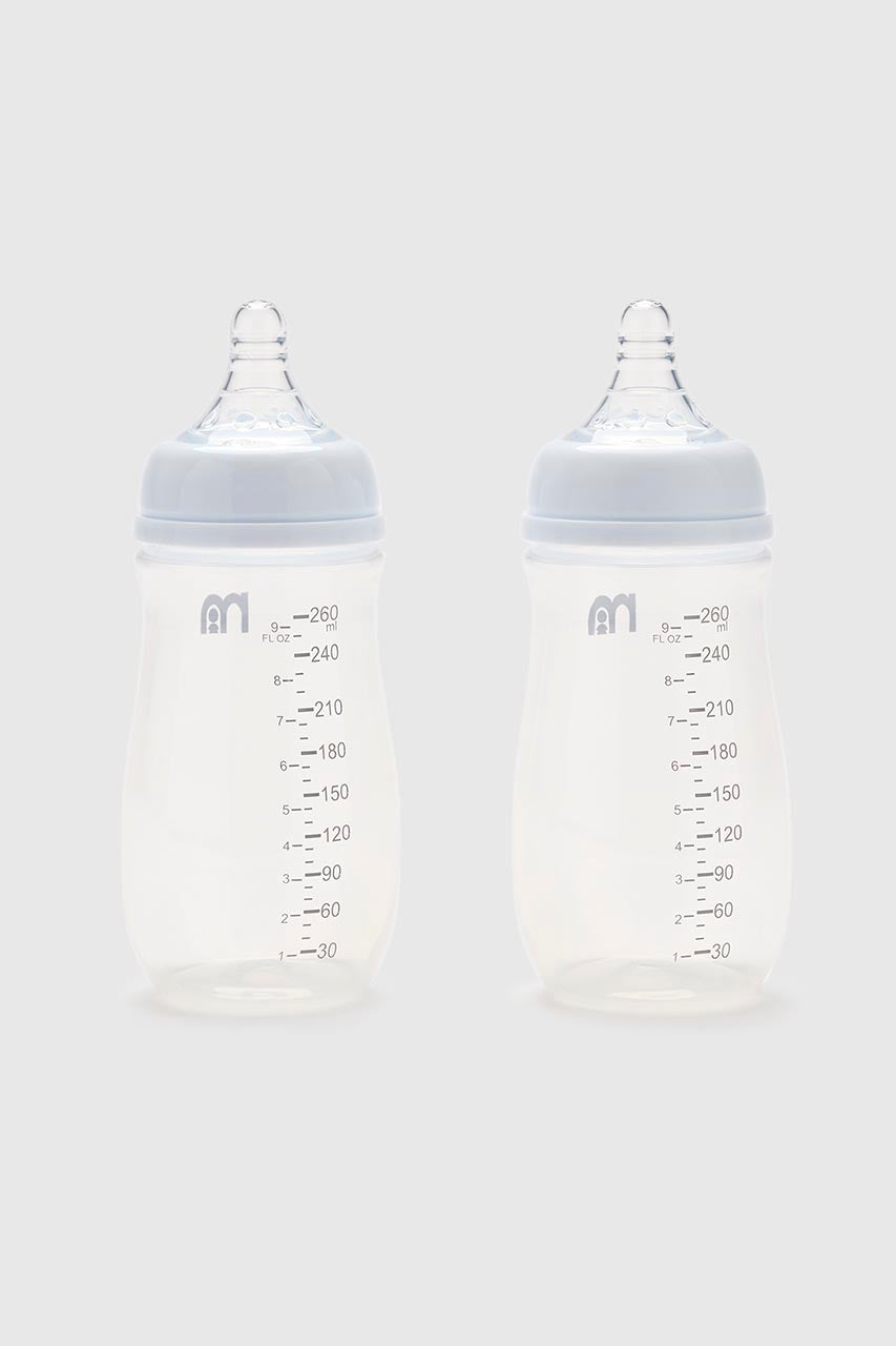 Mothercare Wide-Neck 260ml Bottles with Anti-Colic Teats - 2 Pack