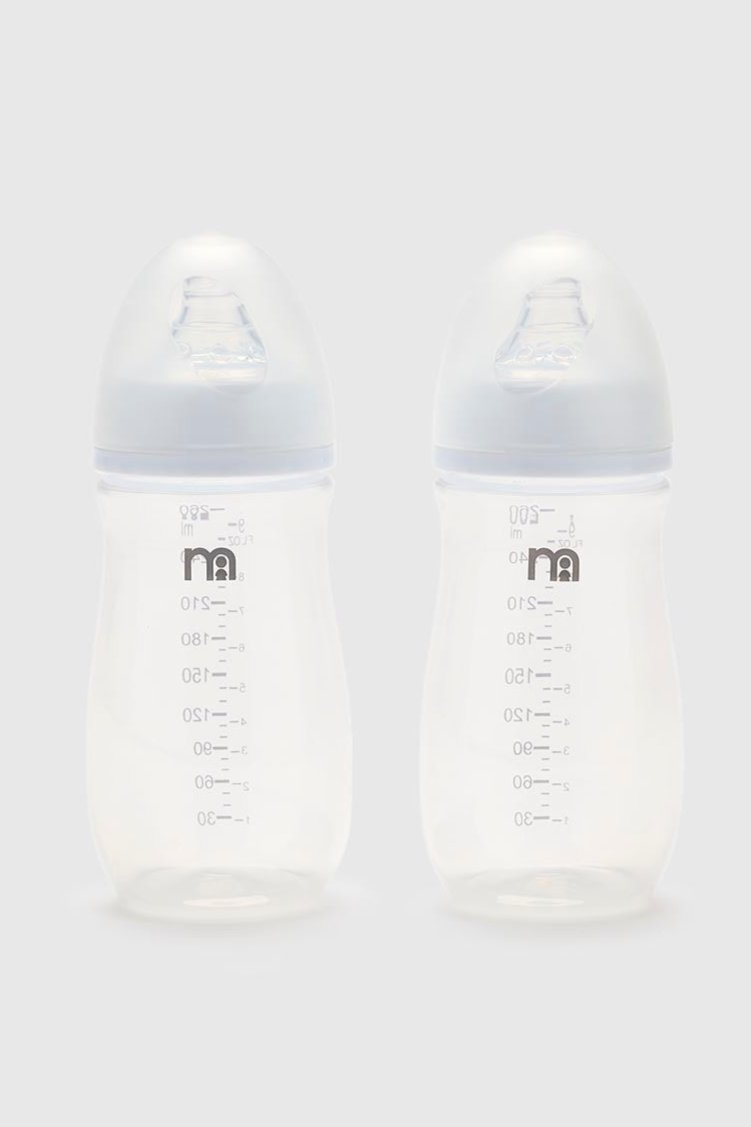 Mothercare Wide-Neck 260ml Bottles with Anti-Colic Teats - 2 Pack