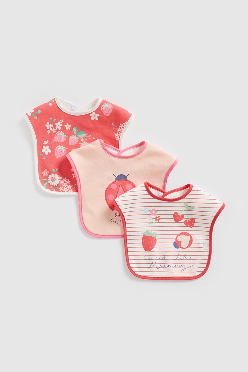 Mothercare Strawberry Toddler Bibs - 3 Pack