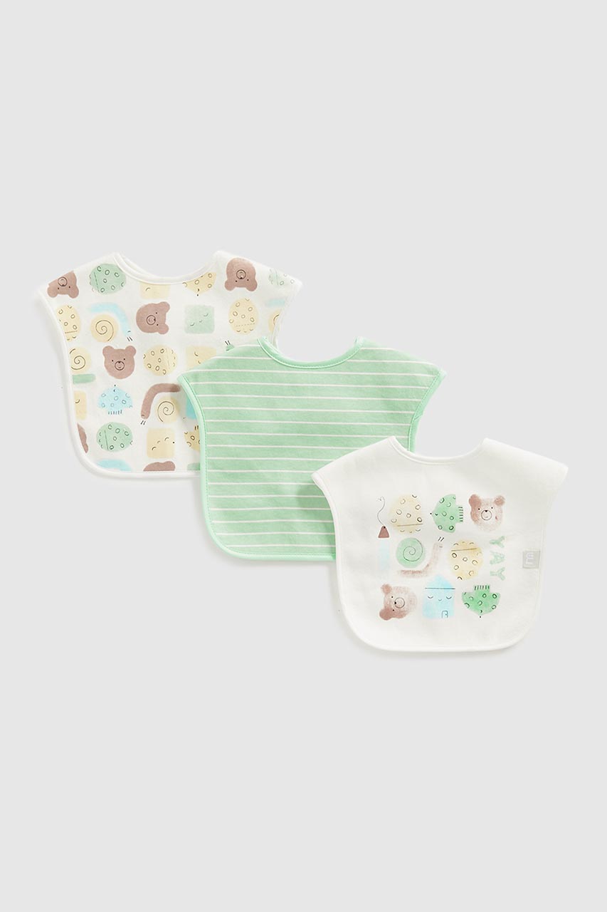 Mothercare Bear Toddler Bibs - 3 Pack