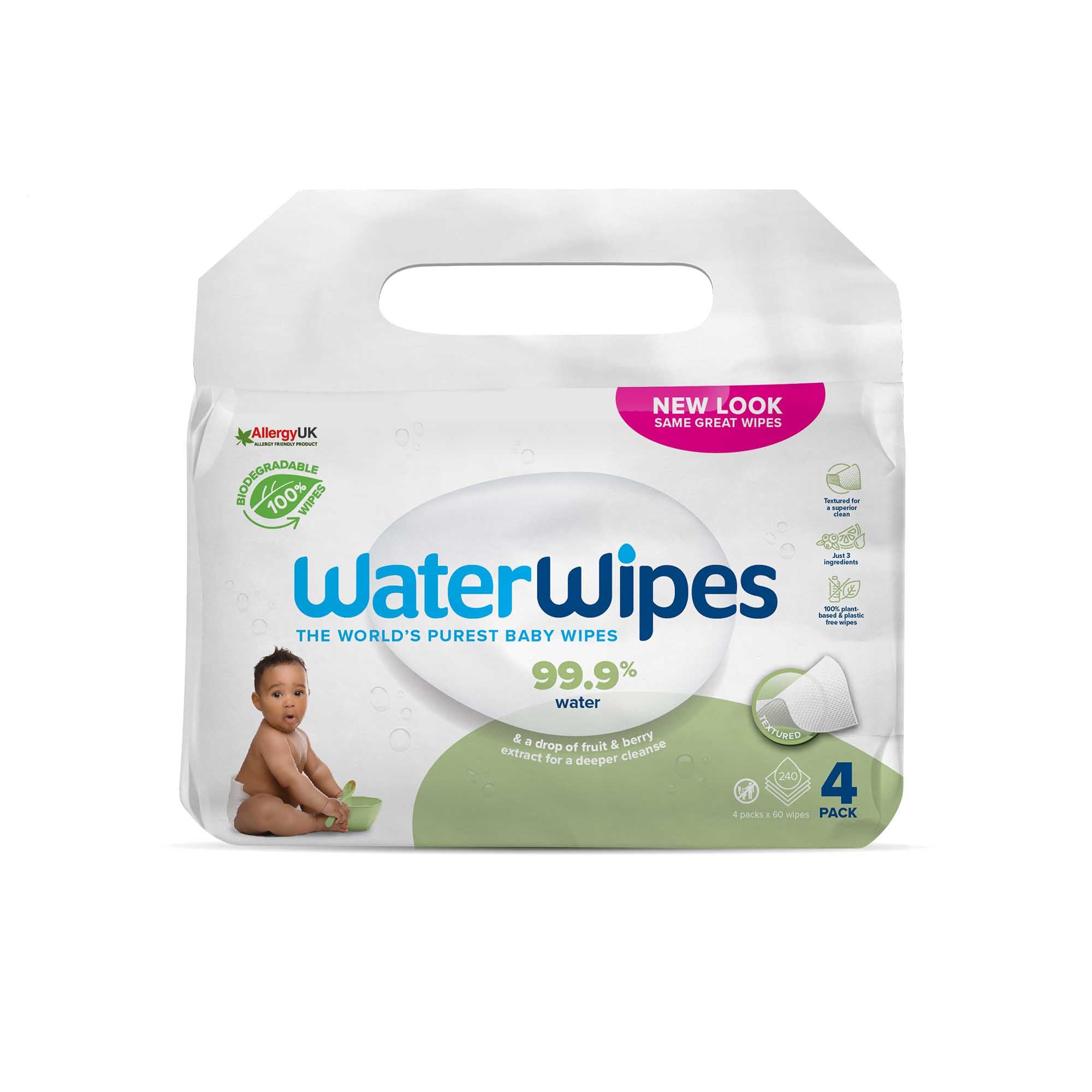 WaterWipes Soapberry 4x60pk Biodegradable (240 wipes)