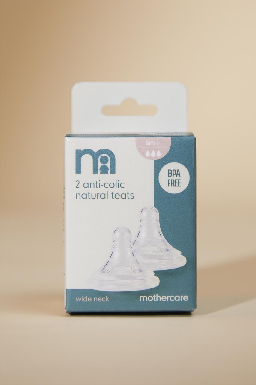 Mothercare Natural Shape Anti-Colic Medium-Flow Teats - 2 Pack