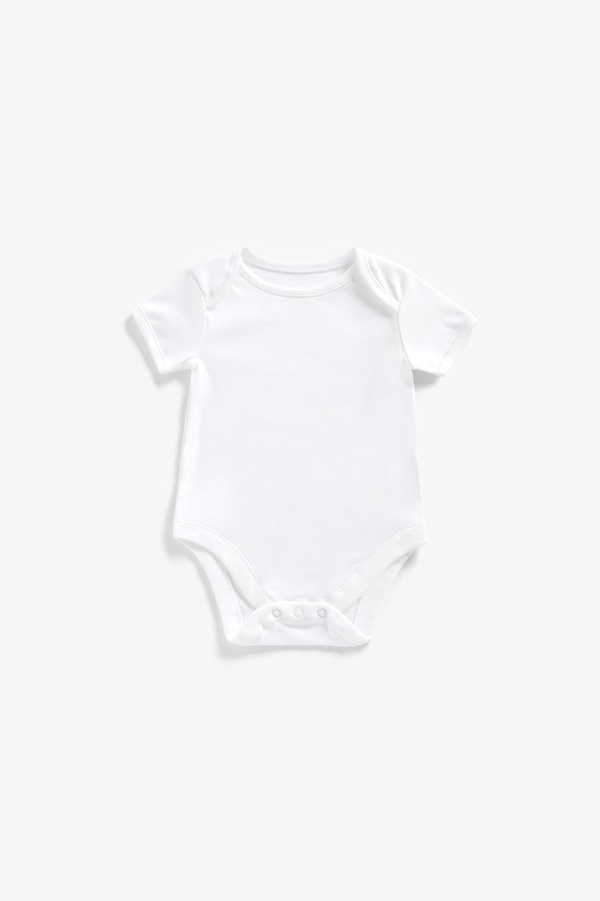 White Short-Sleeved Bodysuits - 5 Pack
