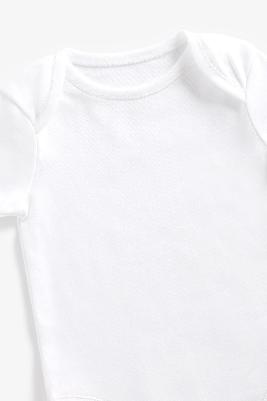 White Short-Sleeved Bodysuits - 5 Pack