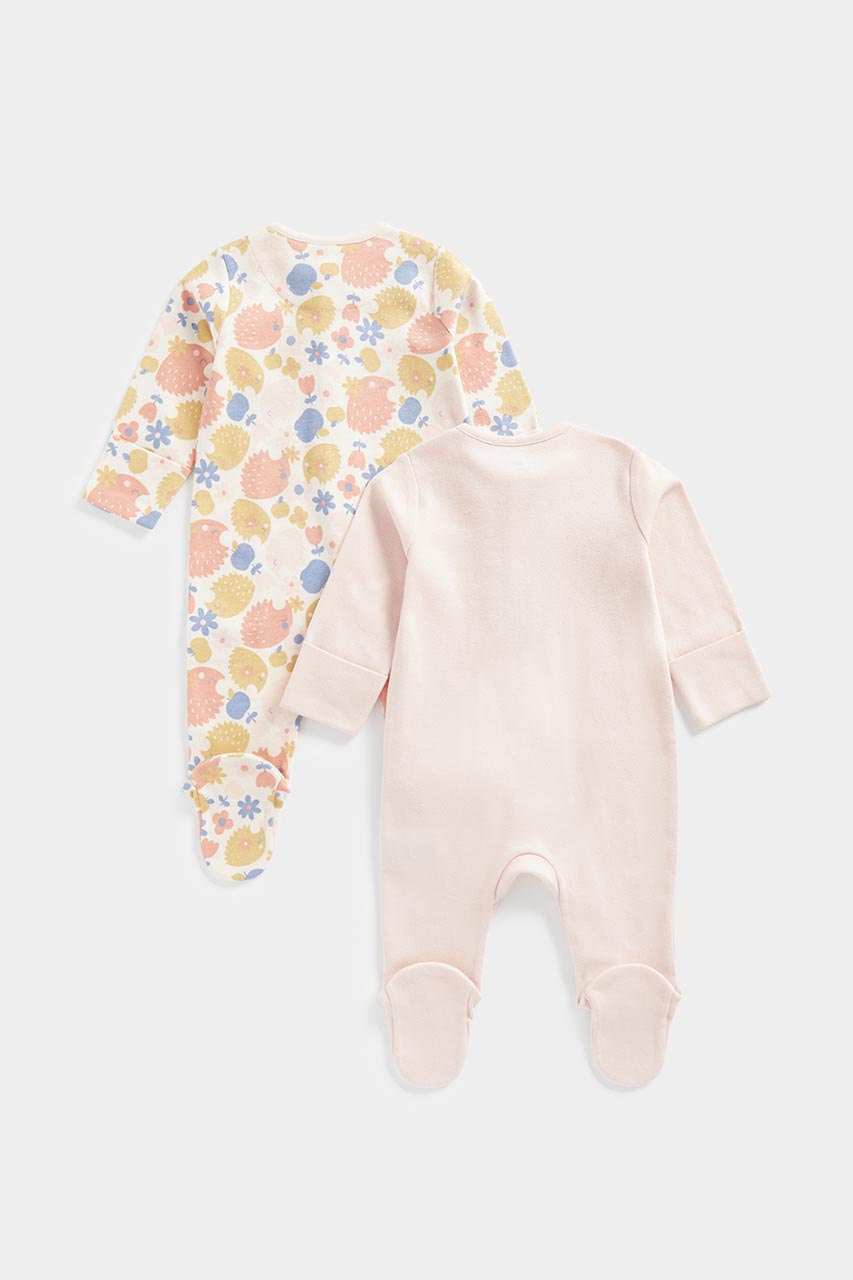 Hedgehog Zip-Up Baby Sleepsuits - 2 Pack