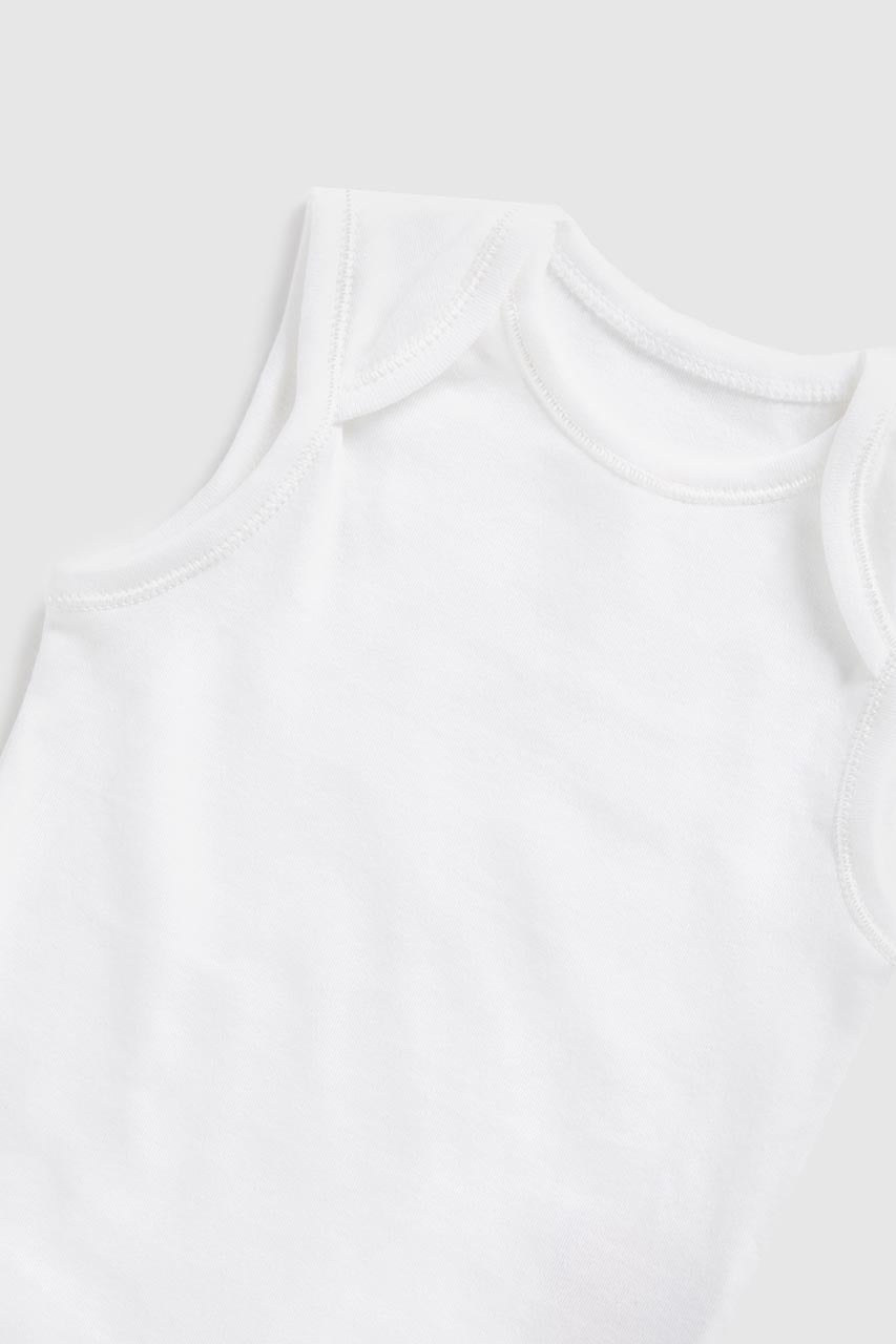 White Sleeveless Bodysuits - 3 Pack