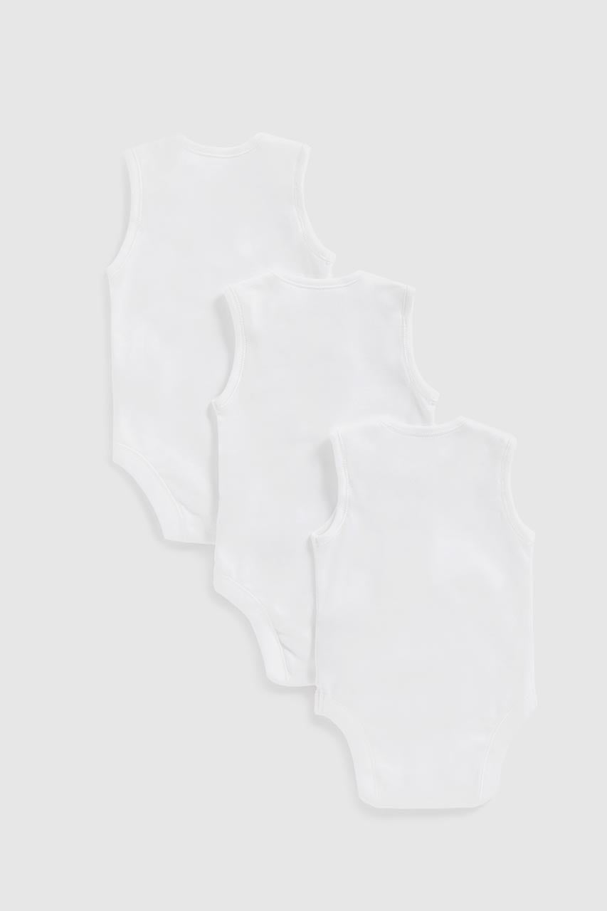 White Sleeveless Bodysuits - 3 Pack