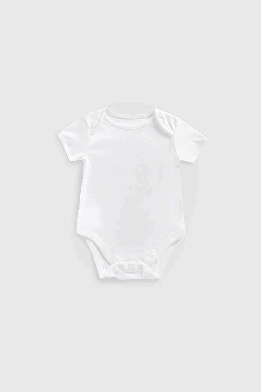 White Short-Sleeved Bodysuits - 3 Pack