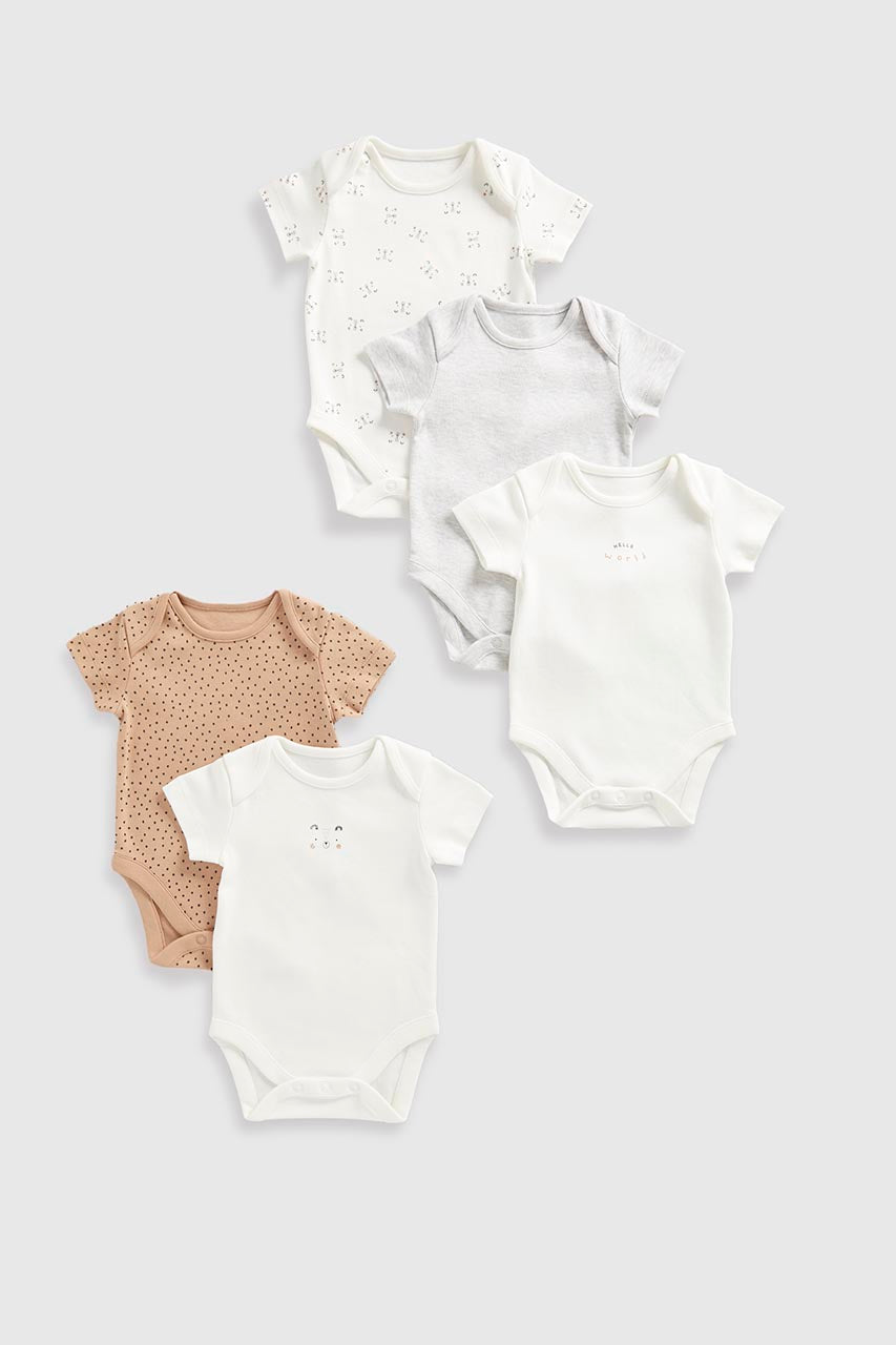 Bear Short-Sleeved Bodysuits - 5 Pack