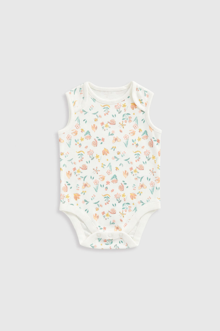 Floral Garden Sleeveless Bodysuits - 5 Pack