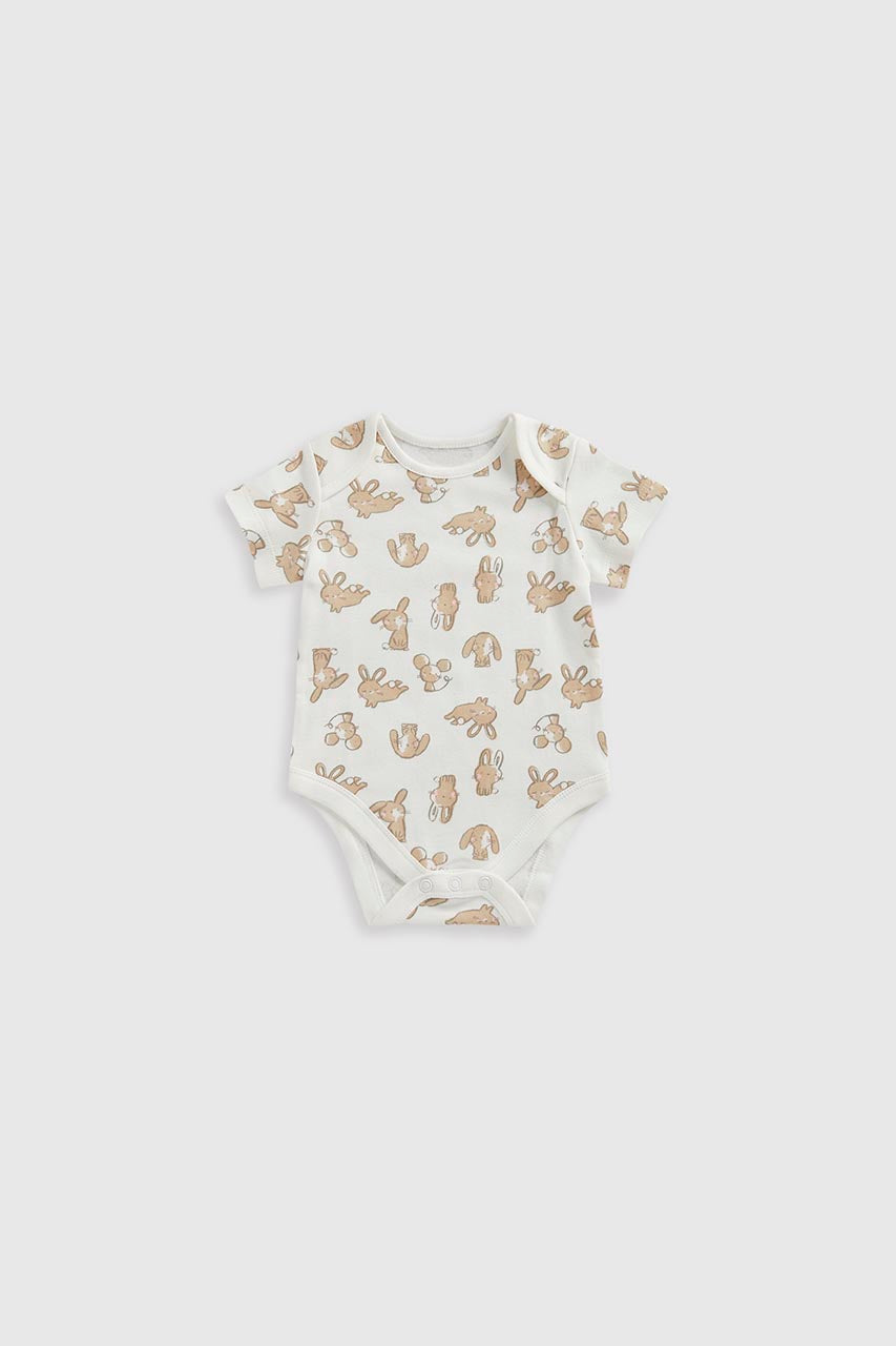 Bunny Short-Sleeved Bodysuits - 5 Pack