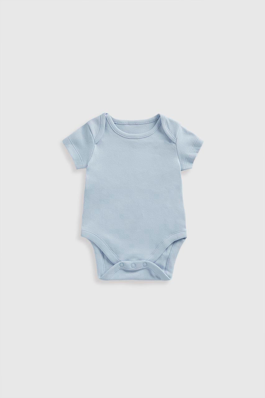 Blue Animal Short-Sleeved Bodysuits - 5 Pack